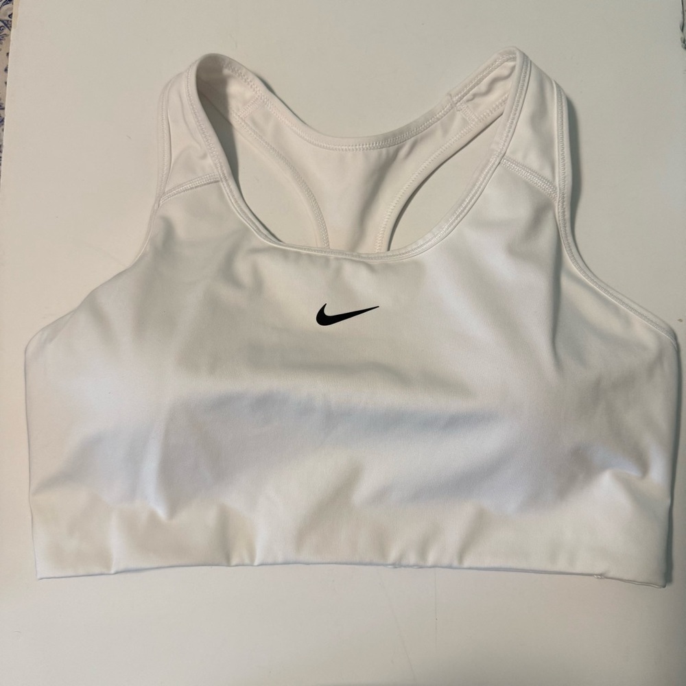 Nike White Sports Bra Moisture-Wicking Racerback